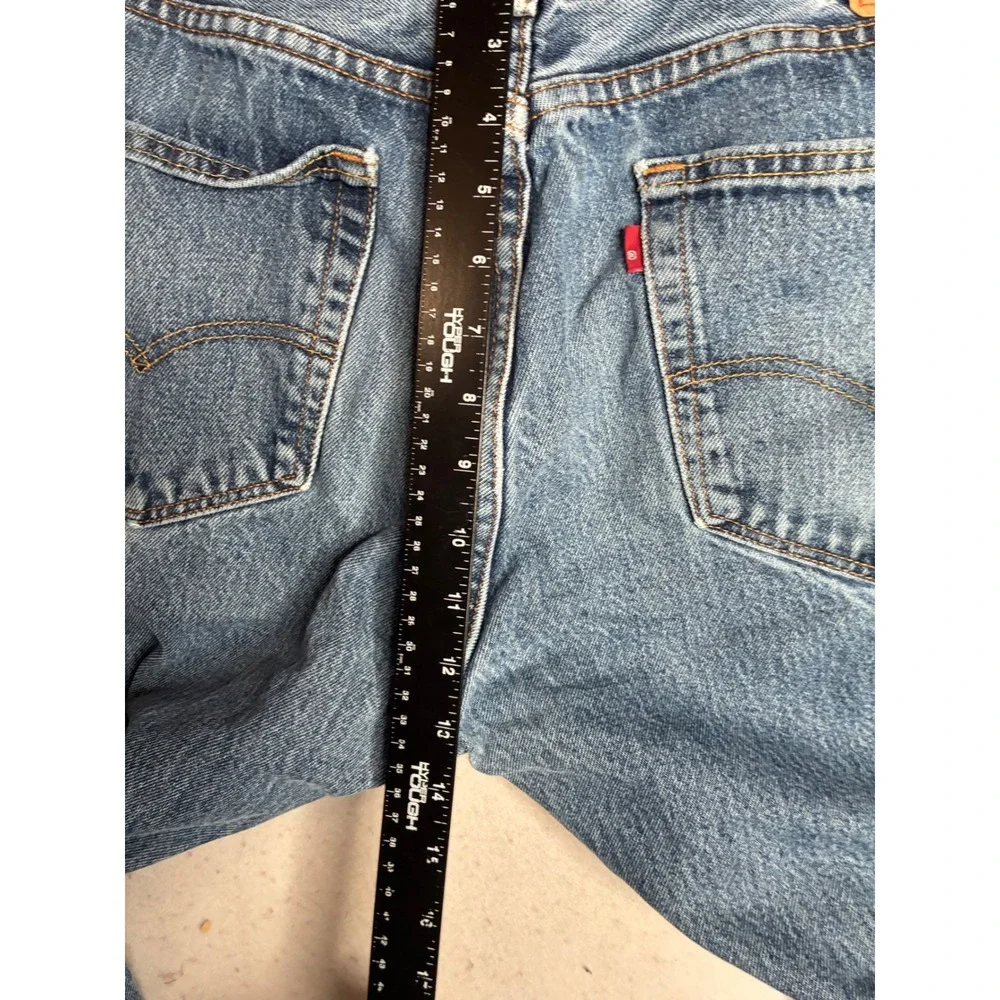 Levis 505 Regular Fit Straight Leg Jeans Mens 34x35 Blue Denim Distressed A09178